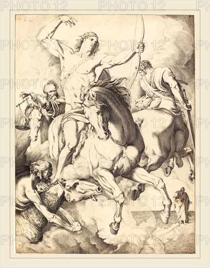 Luigi Sabatelli I, Italian (1772-1850), The Four Horsemen of the Apocalypse, 1807-1808, pen and black ink over black chalk