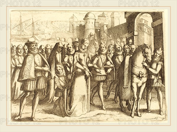 Jacques Callot, French (1592-1635), Arrival at Valencia, 1612, etching on laid paper [restrike]