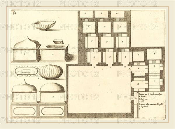 Jacques Callot, French (1592-1635), Plan of the Spelunche Regee, 1619, etching and engraving on laid paper [restrike]