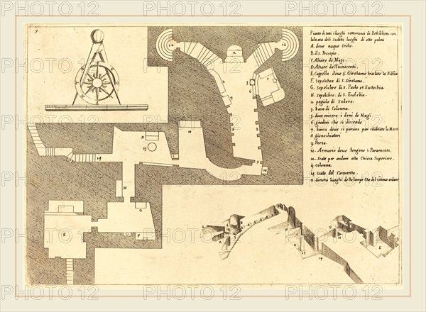 Jacques Callot, French (1592-1635), Plan of All the Important Places in Bethlehem, 1619, etching and engraving on laid paper [restrike]