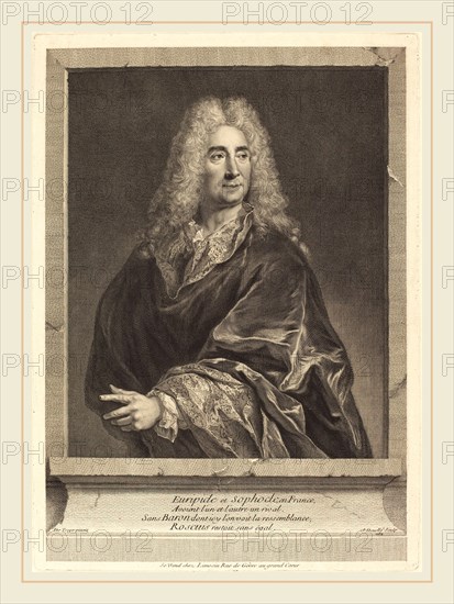 Jean Daullé after Francois de Troy, French (1703-1763), Michel Baron, 1732, engraving on laid paper