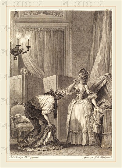 Jean-Louis Delignon and Antoine-Jean Duclos after Jean-Honoré Fragonard, French (1742-1795), Le cocu battu et content, etching and engraving