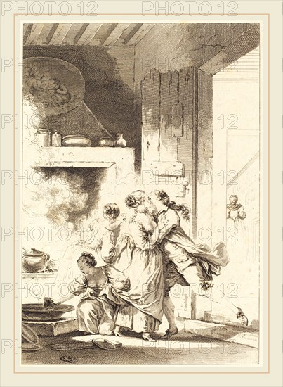 Charles Emmanuel Patas after Jean-Honoré Fragonard, French (1744-1802), On ne s'avise jamais de tout, etching