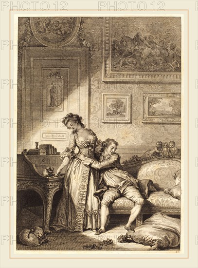 Jacques Aliamet and Antoine-Jean Duclos after Jean-Honoré Fragonard, French (1742-1795), A femme avare galant escroc, etching and engraving
