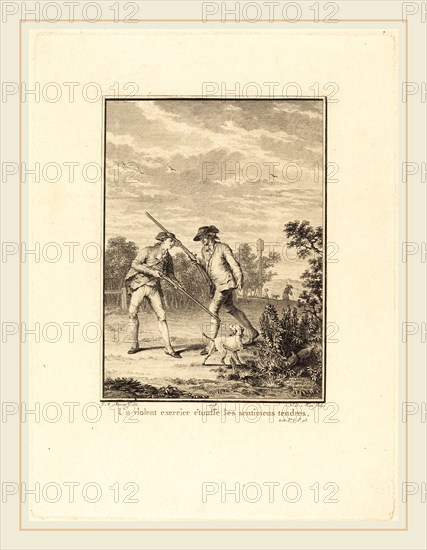 NoÃ«l Le Mire after Jean-Michel Moreau, French (1724-1801), Un violent exercice étouffe les sentimens tendres, 1778, etching and engraving