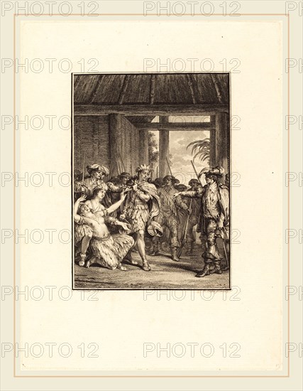 Pierre Duflos after Jean-Michel Moreau, French (1742-1816), La découverte du nouveau monde, etching and engraving