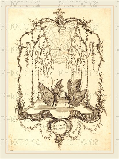 Charles Germain de Saint-Aubin, French (1721-1786), ThéÃ¢tre FranÃ§ais, in or after 1756, etching