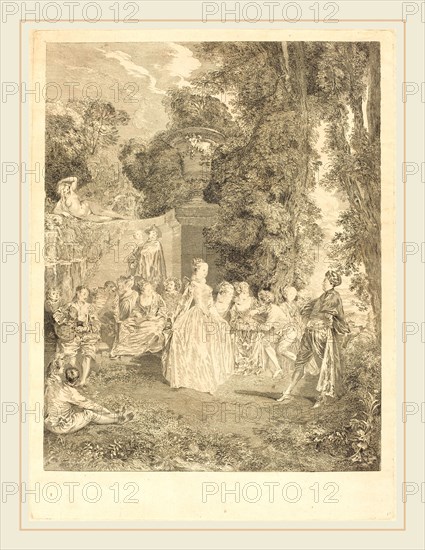 Laurent Cars after Antoine Watteau, French (1699-1771), Fetes venitiennes, c. 1732, etching