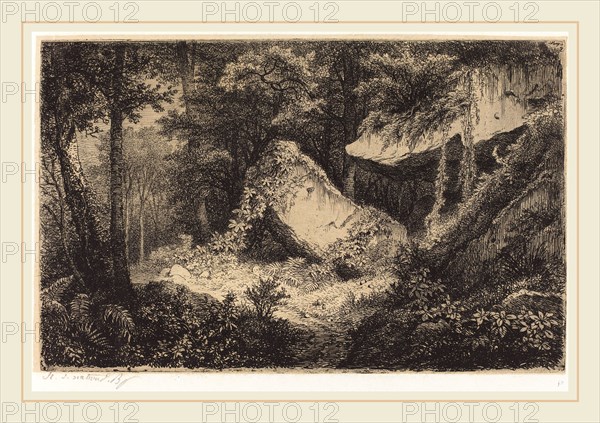 EugÃ¨ne Bléry, French (1805-1887), Les roches blanches (White Rocks), published 1849, etching on chine collé