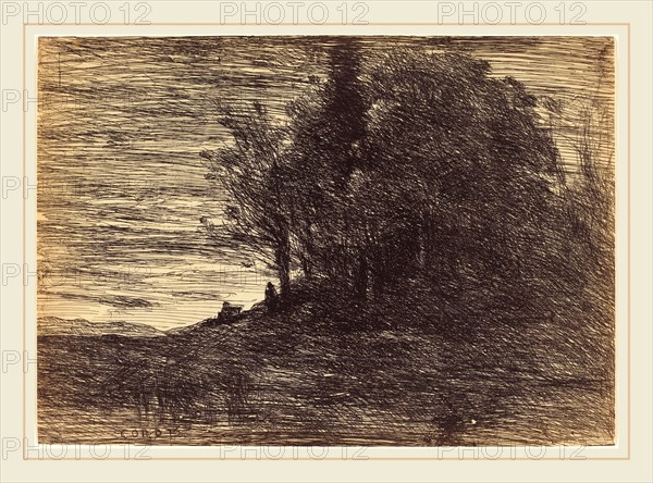 Jean-Baptiste-Camille Corot, French (1796-1875), Hermit's Woods (Le Bois de l'ermite), 1858, cliche-verre