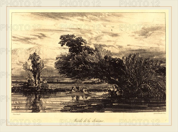 Jules Dupré, French (1811-1889), Bank of the Somme (Bords de la Somme), 1836, lithograph