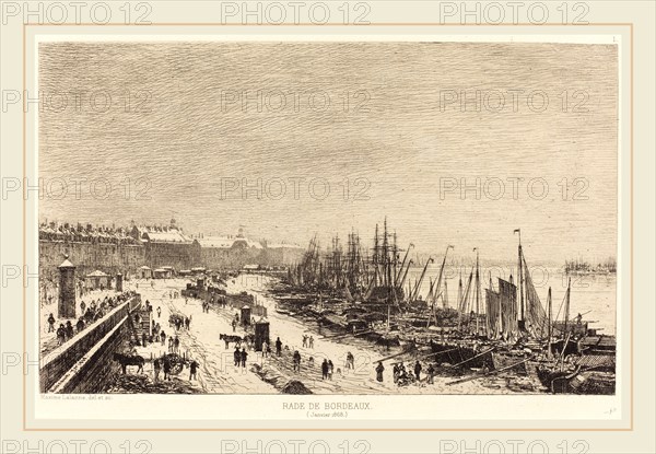 Maxime Lalanne, French (1827-1886), Rade de Bordeaux, 1868, etching on laid paper