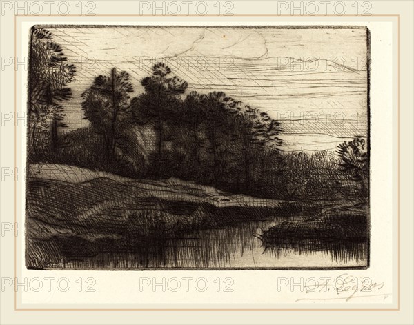 Alphonse Legros, Sunset (Le soir (Coucher de soleil)), French, 1837-1911, drypoint and etching?
