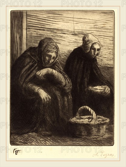 Alphonse Legros, Egg-sellers, 2nd plate (Les marchandes d'oeufs), French, 1837-1911, etching and drypoint