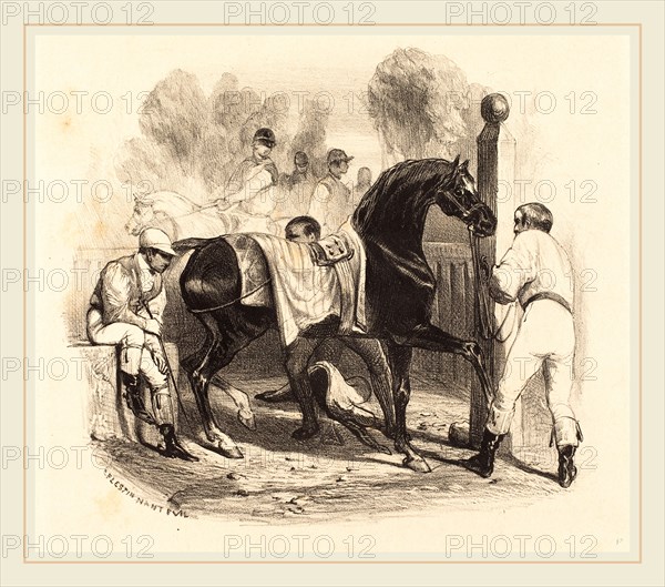 Célestin Nanteuil, French (1813-1873), Horse before the Race, lithograph