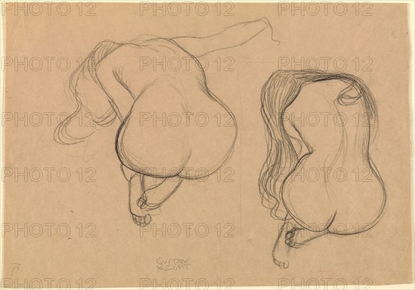 Two Studies of a Seated Nude with Long Hair