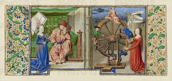 Philosophy Consoling Boethius and Fortune Turning the Wheel