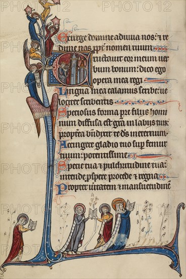 Initial E: David Playing the Harp