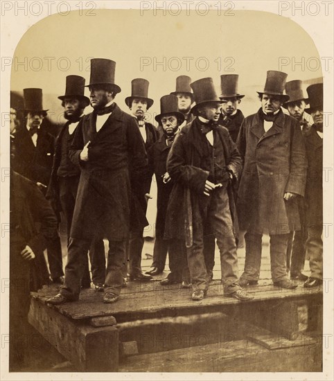 I.K. Brunel and Others Observing the "Great Eastern" Launch Atte