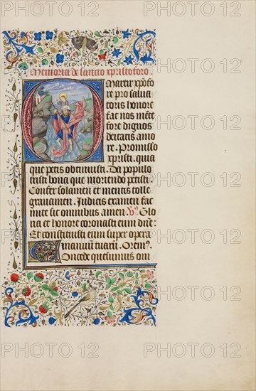 Initial O: Saint Christopher Carrying the Christ Child