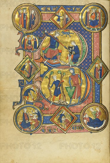 Initial B: David Playing the Harp and David and Goliath