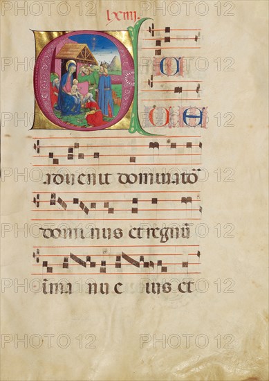 Initial E: The Adoration of the Magi