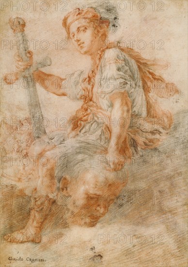 David with the Head of Goliath (recto),  Two Studies, one of a W