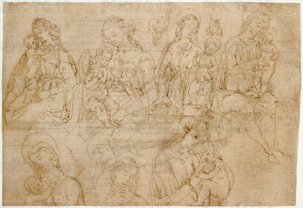 Studies of the Virgin and Child (recto),  Virgin and Child Enthr