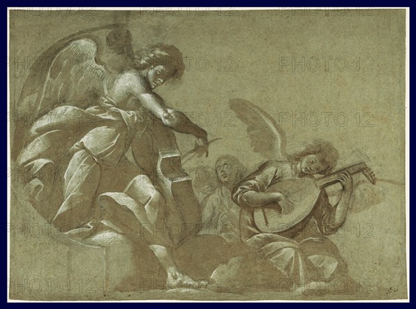 Angel Musicians (recto),  Head Studies (verso)