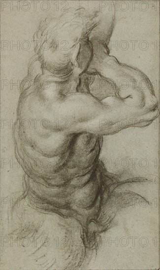 Study of Triton Blowing a Conch Shell (recto),  Partial Study of