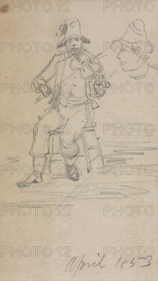 The Fiddling Beggar, 1853. William Sidney Mount (American, 1807-1868). Graphite;