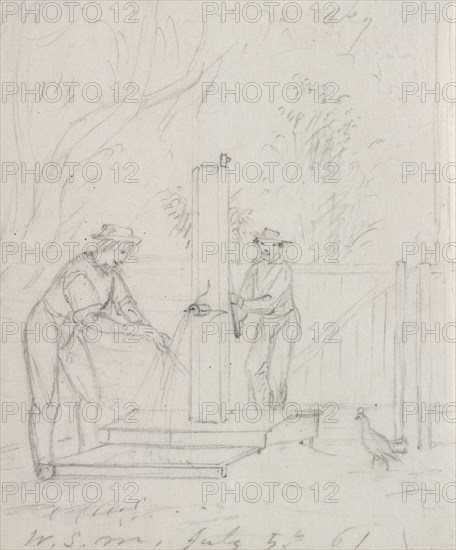 At the Pump, 1861. William Sidney Mount (American, 1807-1868). Graphite; sheet: 11.7 x 9.7 cm (4 5/8 x 3 13/16 in.).