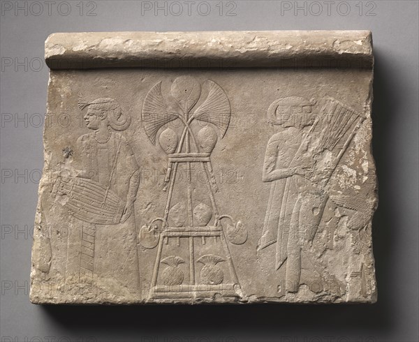 Fragment of a Lintel: Hapiu's Female Musicians, 380-343 BC. Egypt, Late Period, Dynasty 30. Limestone; overall: 27.2 x 3.5 cm (10 11/16 x 1 3/8 in.).