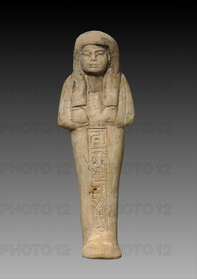 Shawabty of Takai, c. 13500-1250 BC. Egypt, New Kingdom, late Dynasty 18 (1540-1296 BC) - early Dynasty 19 (1295-1186 BC). Limestone, originally painted; overall: 13.2 x 4.5 x 2.7 cm (5 3/16 x 1 3/4 x 1 1/16 in.).