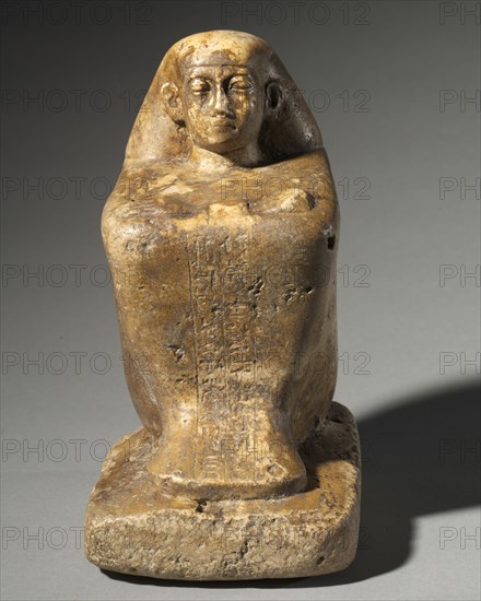 Block Statue of Djedbastetiufankh, c. 664-610 BC. Egypt, Late Period, late Dynasty 25 to early Dynasty 26. Limestone; overall: 26.1 x 14 x 19.2 cm (10 1/4 x 5 1/2 x 7 9/16 in.).