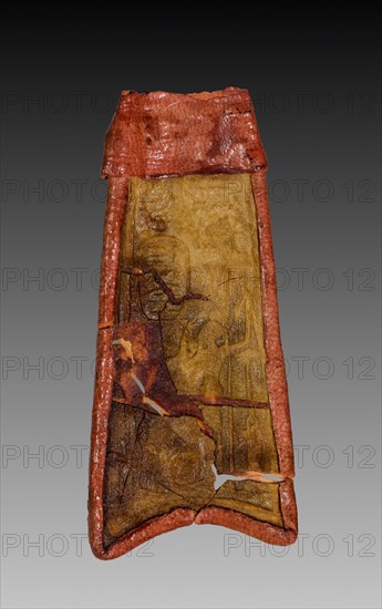 Tab from Mummy Band, 945-715 BC. Egypt, Third Intermediate Period, Dynasty 22, reign of Osorkon I. Stained leather; overall: 3.3 cm (1 5/16 in.).