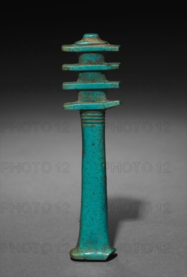 Djed-Pillar, 664-525 BC. Egypt, Late Period, Dynasty 26 or later. Bright turquoise green faience; overall: 10.3 x 2.7 x 1 cm (4 1/16 x 1 1/16 x 3/8 in.).