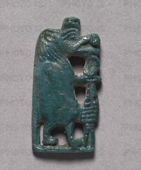 Amulet of Taweret, 1540-1296 BC. Egypt, New Kingdom, Dynasty 18. Deep turquoise green faience; overall: 3.6 x 1.8 cm (1 7/16 x 11/16 in.).