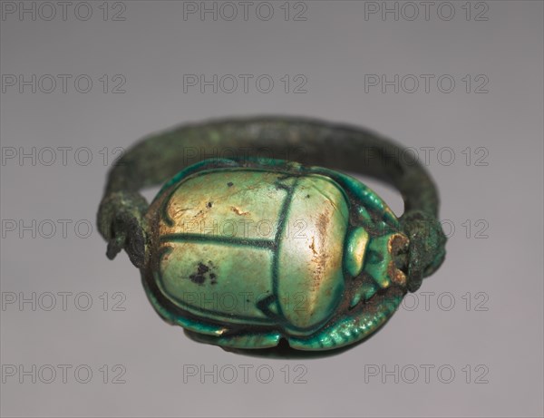 Scarab Ring, 1279-1213 BC. Egypt, New Kingdom, Dynasty 19, reign of Ramses II. Green glazed steatite; diameter: 2.5 cm (1 in.); overall: 1.5 cm (9/16 in.).