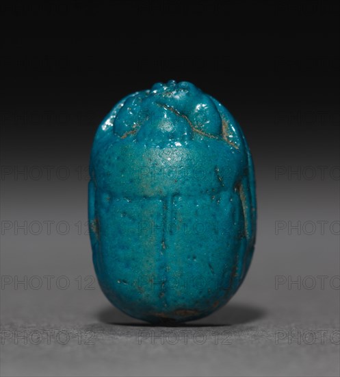 Amen-Ra Scarab, 1540-1186 BC. Egypt, New Kingdom, Dynasties 18 (1540-1296 BC) - 19 (1295-1186 BC) or later. Blue-glazed faience; overall: 1.3 cm (1/2 in.).