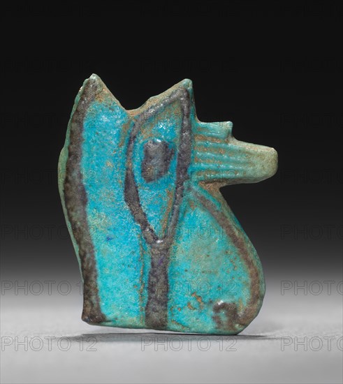 Eye of Horus Amulet, 945-715 BC. Egypt, Third Intermediate Period, Dynasties 22-25. Turquoise faience; overall: 3 x 0.6 cm (1 3/16 x 1/4 in.).