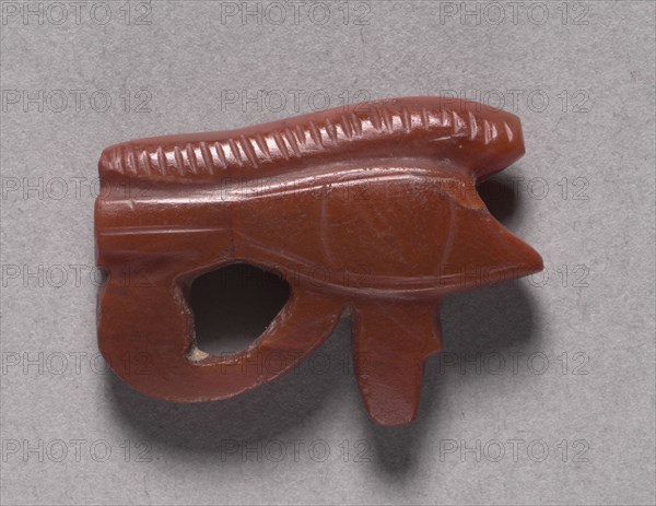 Eye of Horus Amulet, 1540-1296 BC. Egypt, New Kingdom, Dyansty 18. Carnelian; overall: 2 cm (13/16 in.).