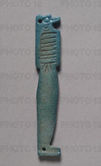 Son of Horus Amulet, 664-525 BC. Egypt, Late Period, Dynasty 26. Bright turquoise faience; average: 9 x 1.6 x 0.4 cm (3 9/16 x 5/8 x 3/16 in.).