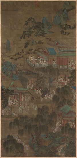 Court Ladies in the Imperial Palace, 1271-1368. China, Yuan dynasty (1271-1368). Hanging scroll, color on silk; overall: 211.1 x 101.3 cm (83 1/8 x 39 7/8 in.).