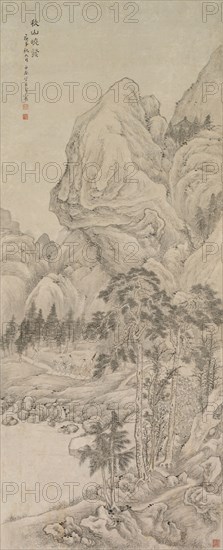 Landscape, 1644-1911. China, Qing dynasty (1644-1911). Hanging scroll, ink and slight color on paper; overall: 138.7 x 56.2 cm (54 5/8 x 22 1/8 in.).