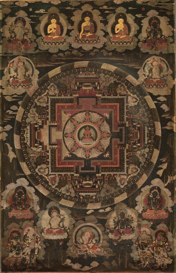 Mandala, early 18th Century. Tibet, 18th century. Color on canvas; overall: 128.2 x 82.6 cm (50 1/2 x 32 1/2 in.).