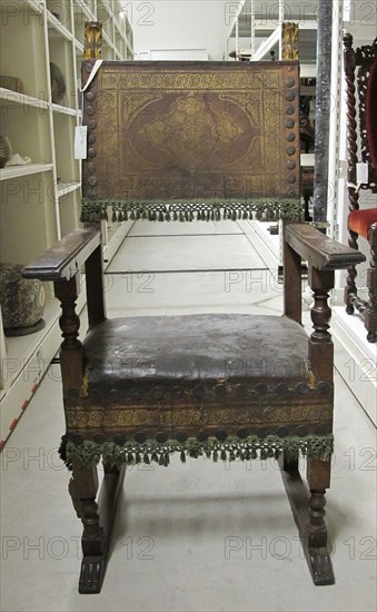 Armchair, 1600s. Italy, 17th century. Walnut; overall: 138.8 x 66.7 x 61.9 cm (54 5/8 x 26 1/4 x 24 3/8 in.).