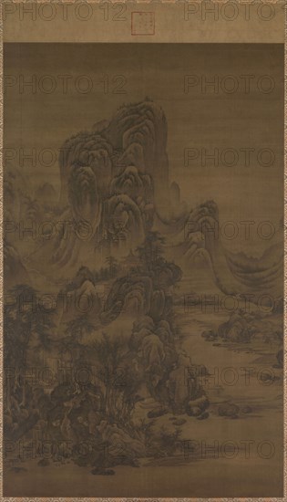 Landscape in the Style of Juran, 1368-1644. Attributed to Liu Du (Chinese, active c. 1628-after 1653). Ink and slight color on silk; overall: 169.5 x 105.1 cm (66 3/4 x 41 3/8 in.).