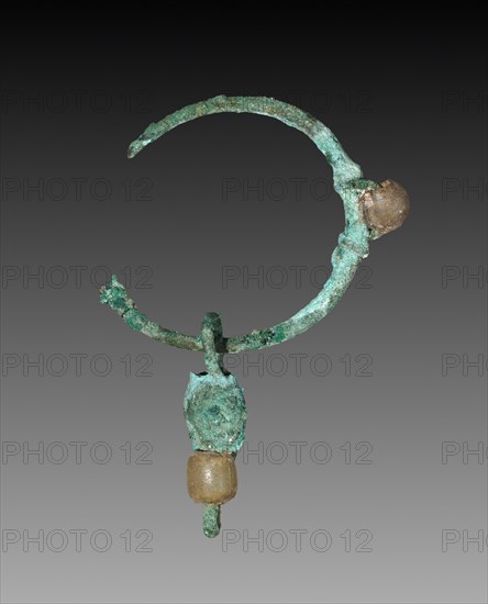 Earring, 30 BC-AD 395. Egypt, Roman Empire. Bronze and glass; diameter: 2.2 cm (7/8 in.).