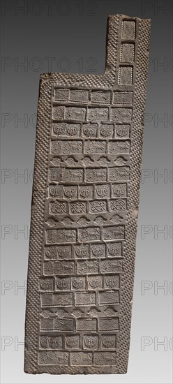 Tomb Tile, Han dynasty (206 BC-AD 220). China, Han dynasty (202 BC-AD 220). Earthenware with stamped decoration; overall: 117.5 x 35.3 cm (46 1/4 x 13 7/8 in.).